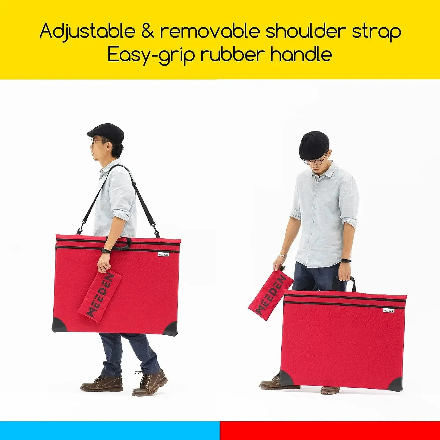 MEEDEN Studio Art Portfolio Case Water-proof with Double compartments 600D, Red, 24" X 31"