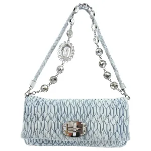 Miu Miu light blue Matelasse Crystal Flap Bag