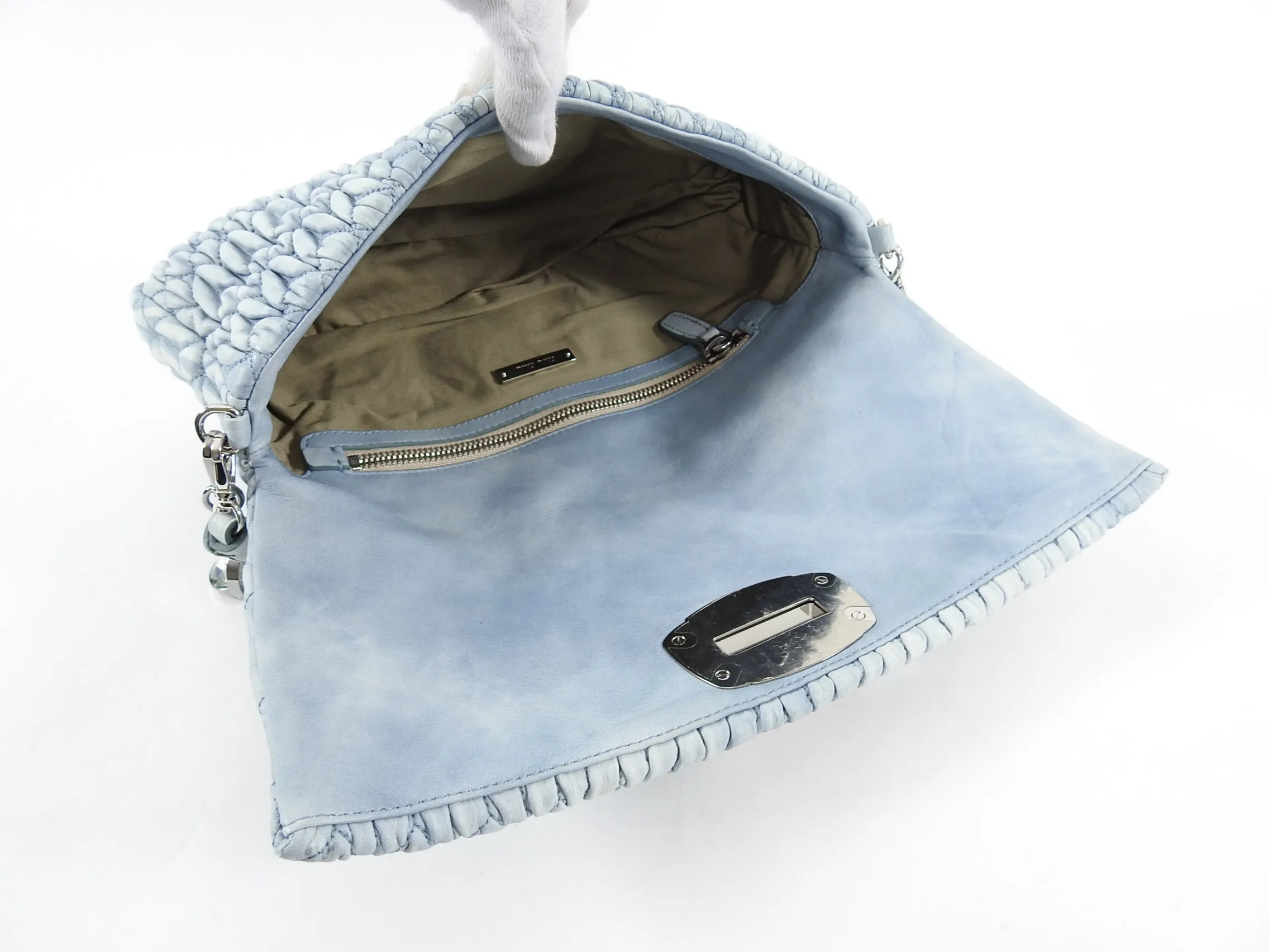 Miu Miu light blue Matelasse Crystal Flap Bag