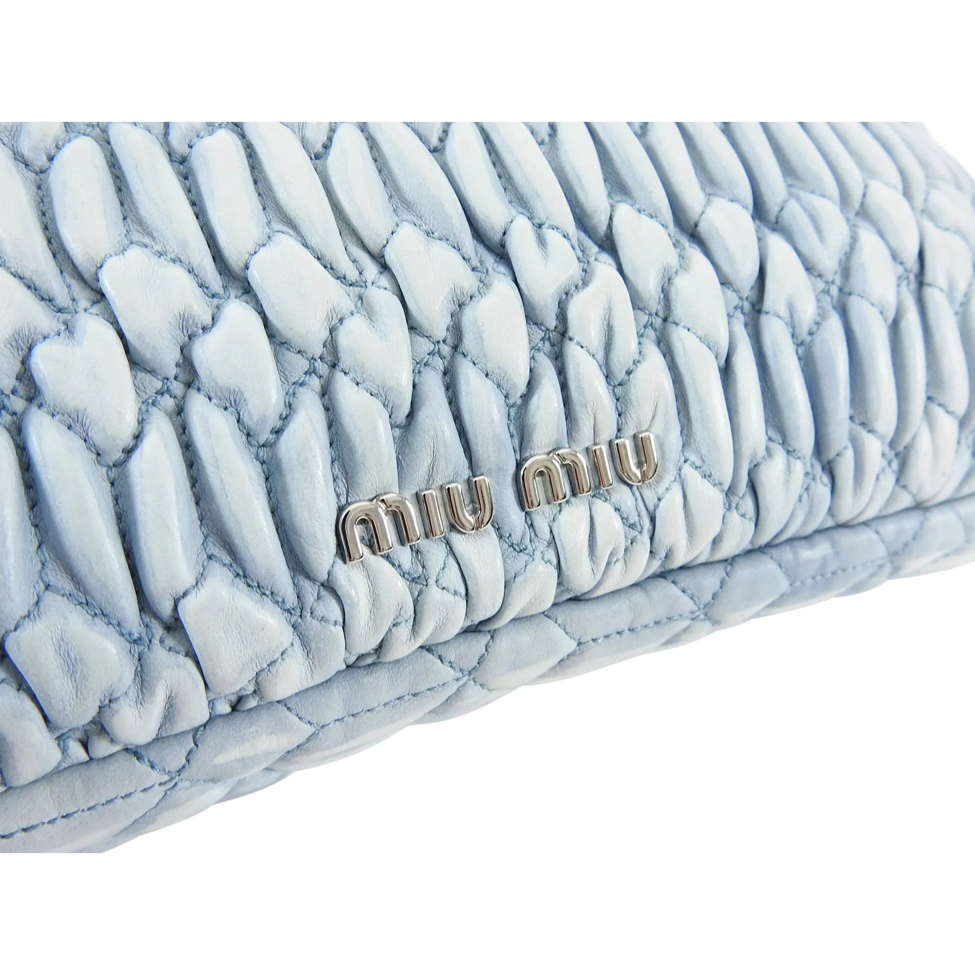 Miu Miu light blue Matelasse Crystal Flap Bag
