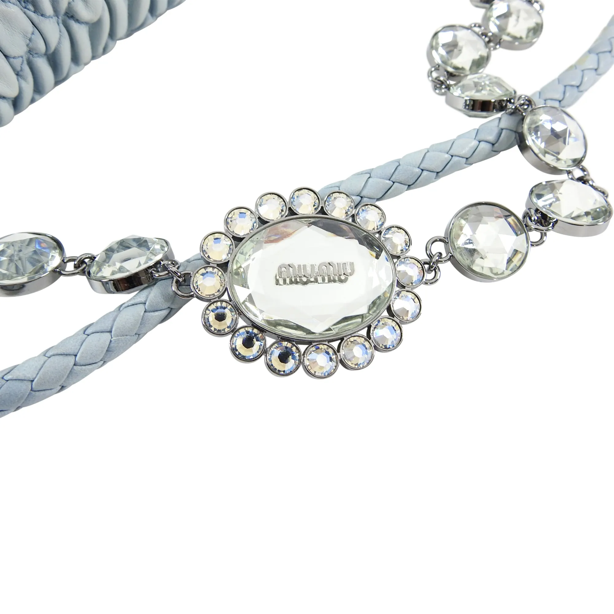 Miu Miu light blue Matelasse Crystal Flap Bag