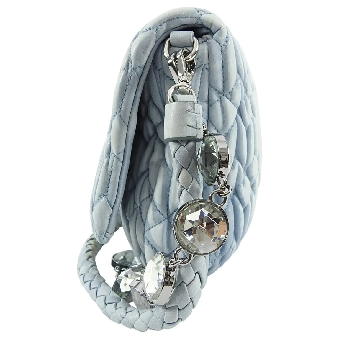 Miu Miu light blue Matelasse Crystal Flap Bag