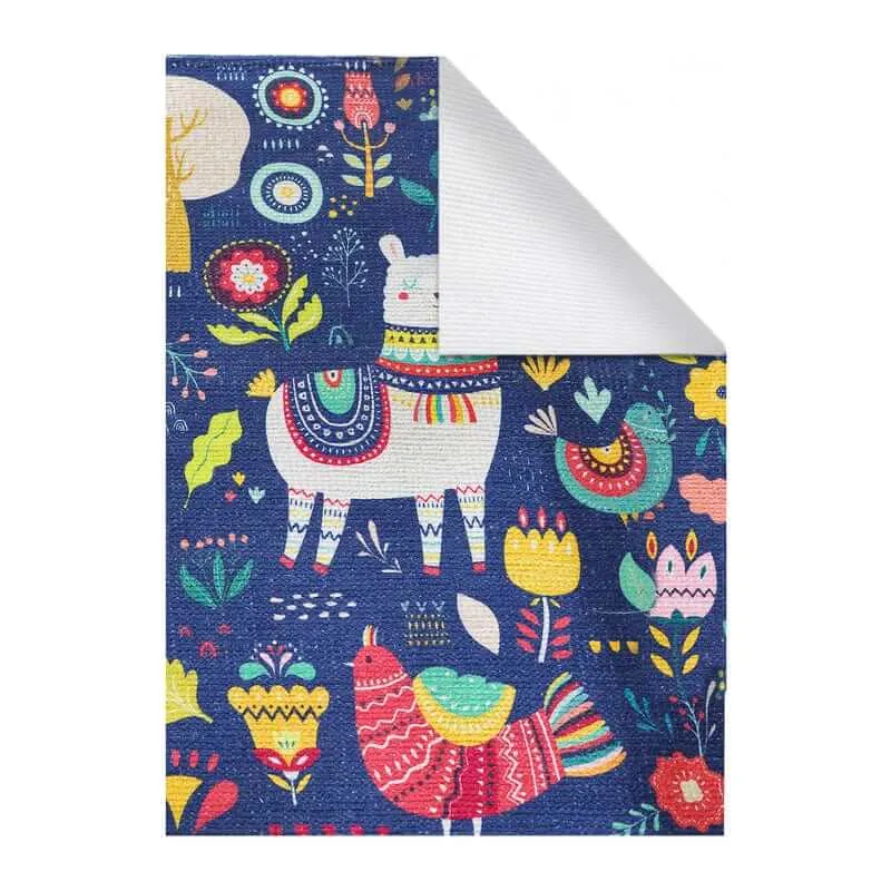 Mona B - Printed Lama Kids Room Dhurrie Carpet Rug Runner Floor Mat for Living Room Bedroom: 2 X 3 Feet Multi Color- PR-109