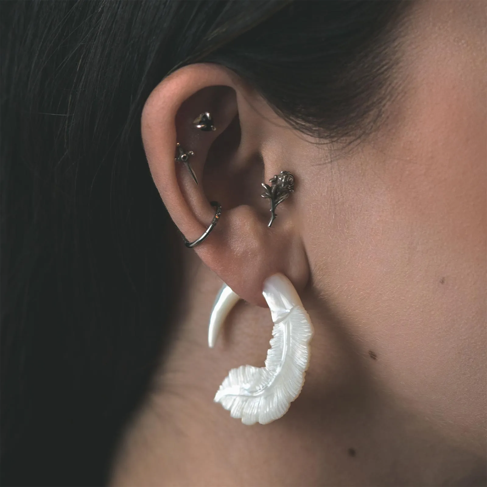 Mother Of Pearl Feather Spiral