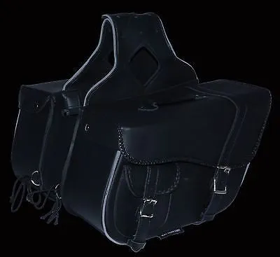 MOTORCYCLE 2PC WATERPROOF LARGE BRAIDED THROWOVER SADDLEBAG W/BONUS & GUN POCKET