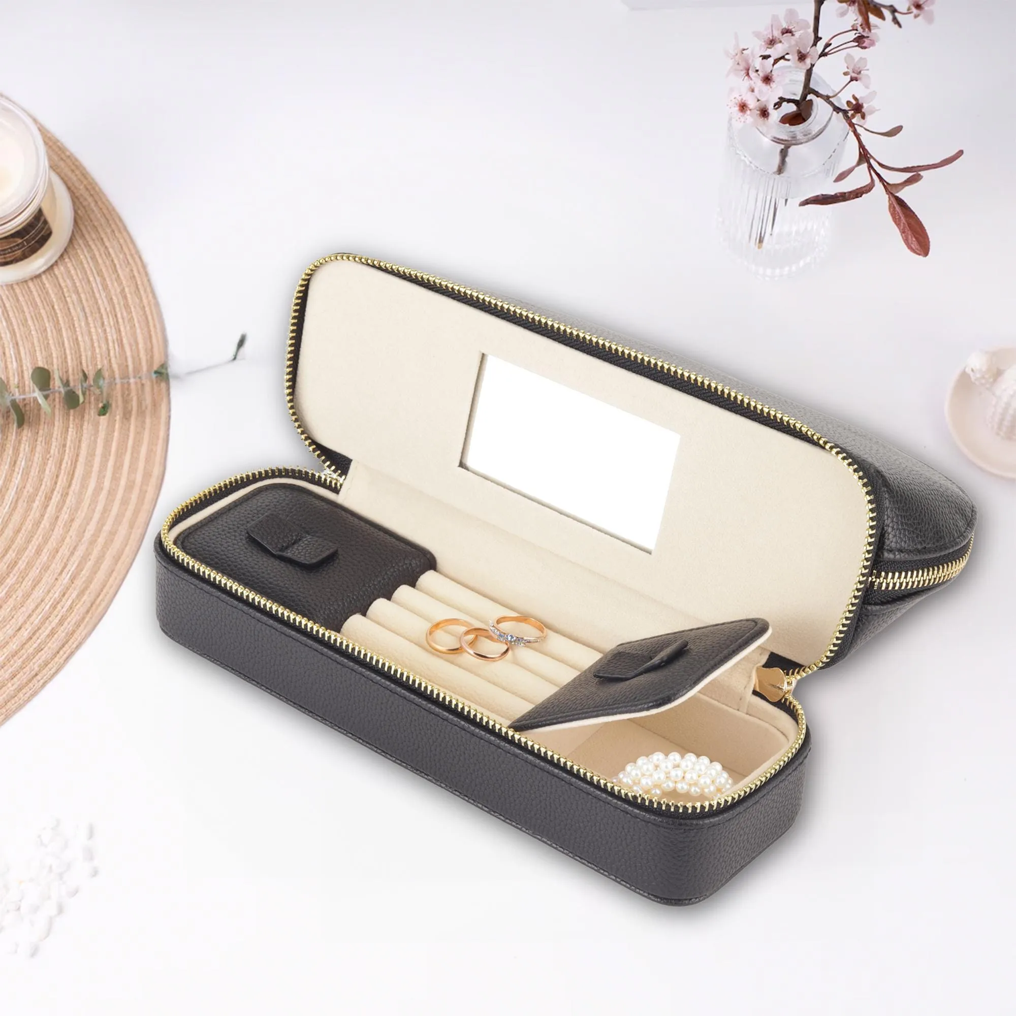 Mrs. Last Name Est Year Faux Leather Makeup Jewelry Bag Personalized Date Wedding Makeup Case Custom Bridal Shower Gift Honeymoon (BMB1004)