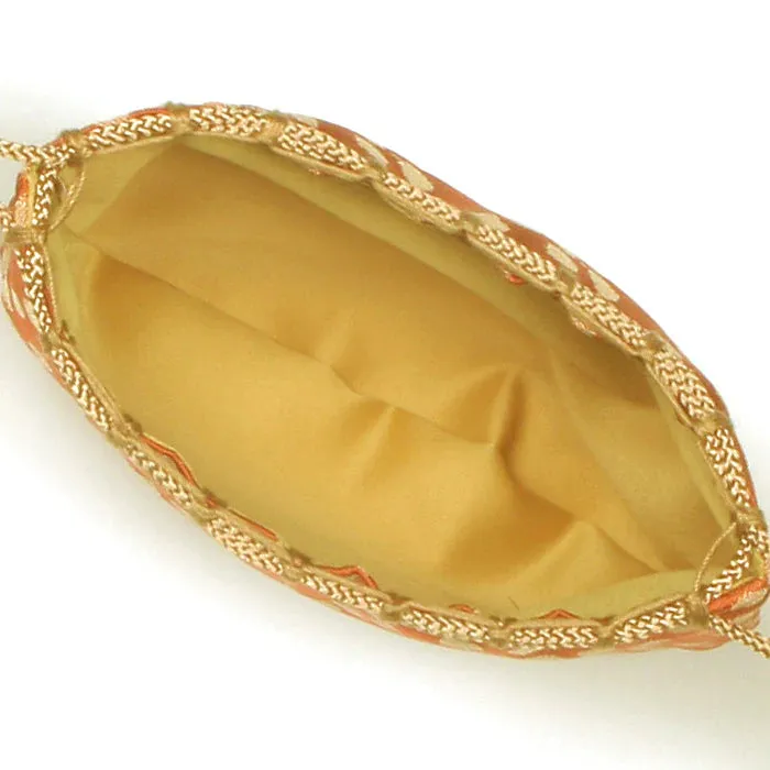 Nishijin-ori Small Drawstring Bag - Plum Blossom / Rose -,  Made in Kyoto, Japan,  Japanese traditional craft purse