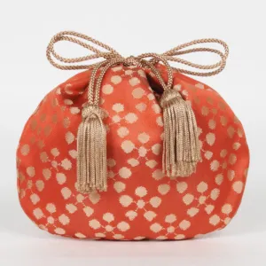 Nishijin-ori Small Drawstring Bag - Plum Blossom / Rose -,  Made in Kyoto, Japan,  Japanese traditional craft purse