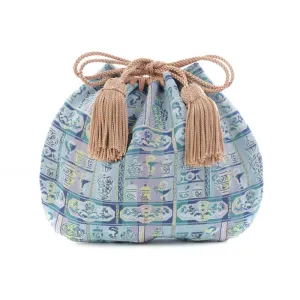Nishijin-ori Small Drawstring Bag - Snake / Blue -,  Made in Kyoto, Japan,  Japanese traditional craft purse