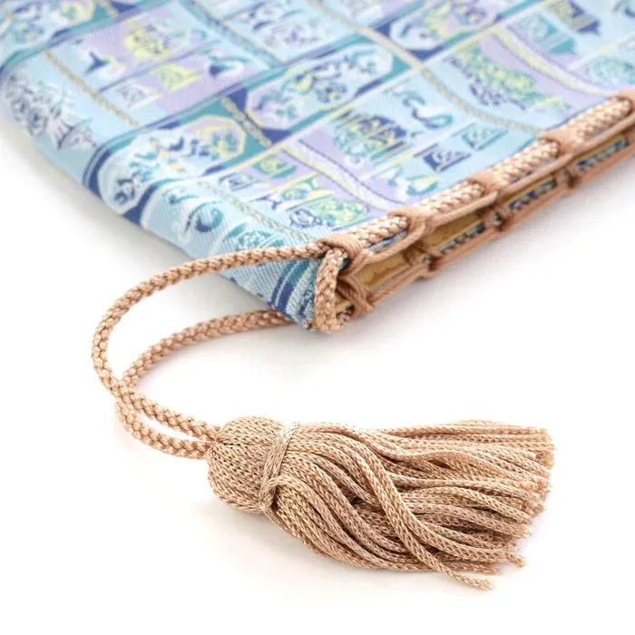 Nishijin-ori Small Drawstring Bag - Snake / Blue -,  Made in Kyoto, Japan,  Japanese traditional craft purse