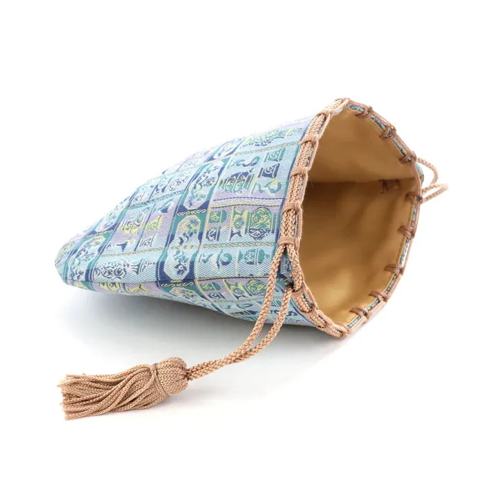 Nishijin-ori Small Drawstring Bag - Snake / Blue -,  Made in Kyoto, Japan,  Japanese traditional craft purse