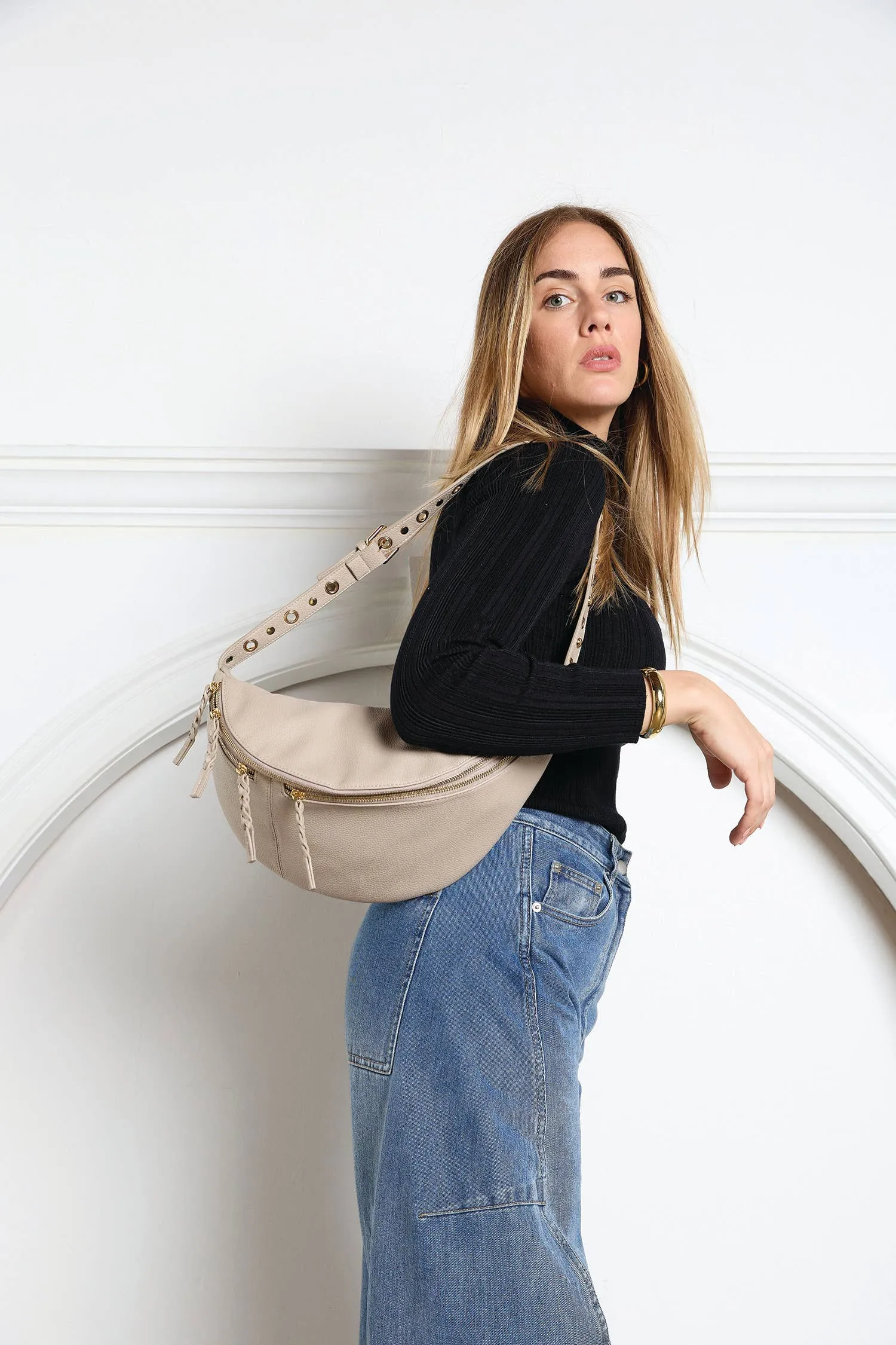 Nova Brown Studded Sling Bag