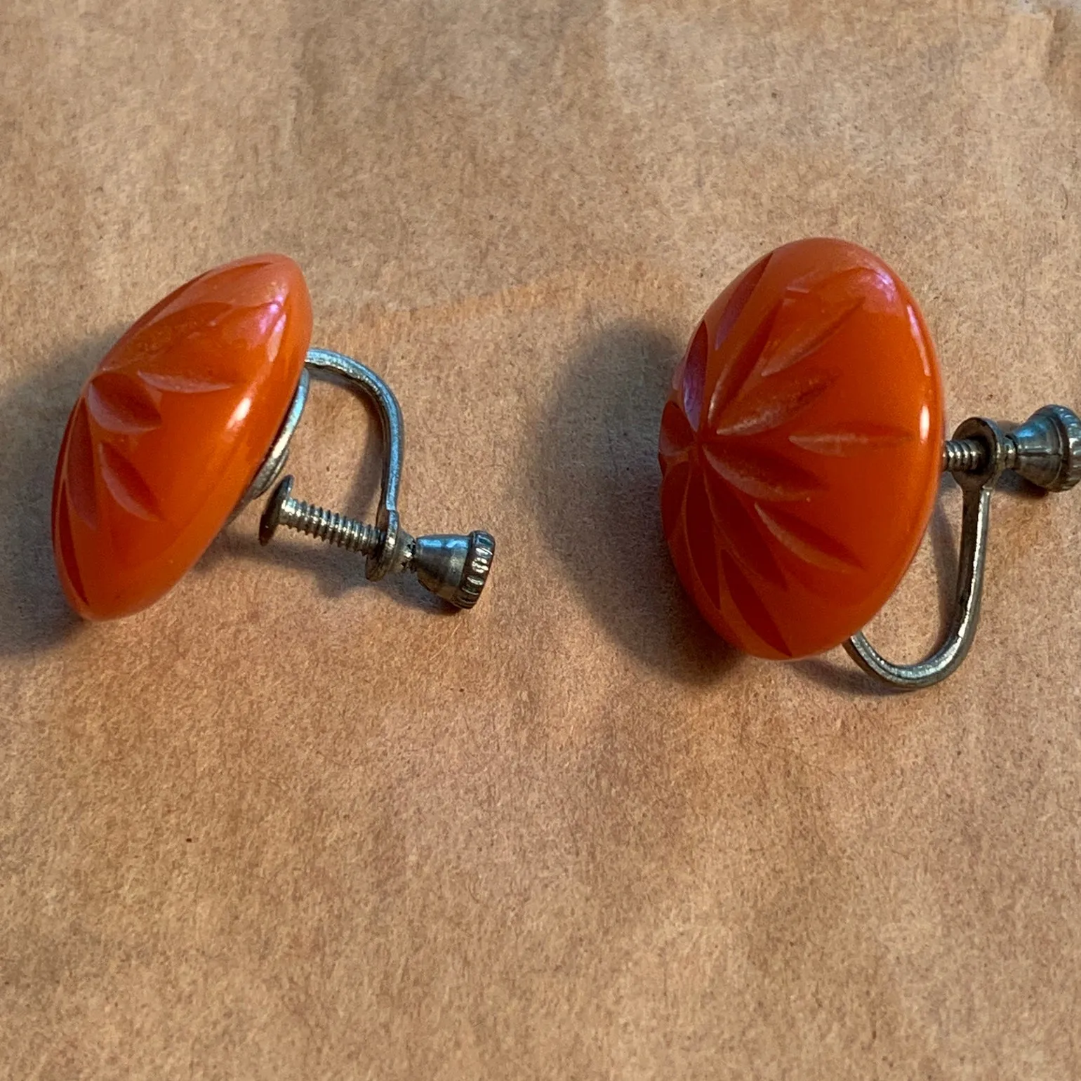 Orange Bakelite Earrings