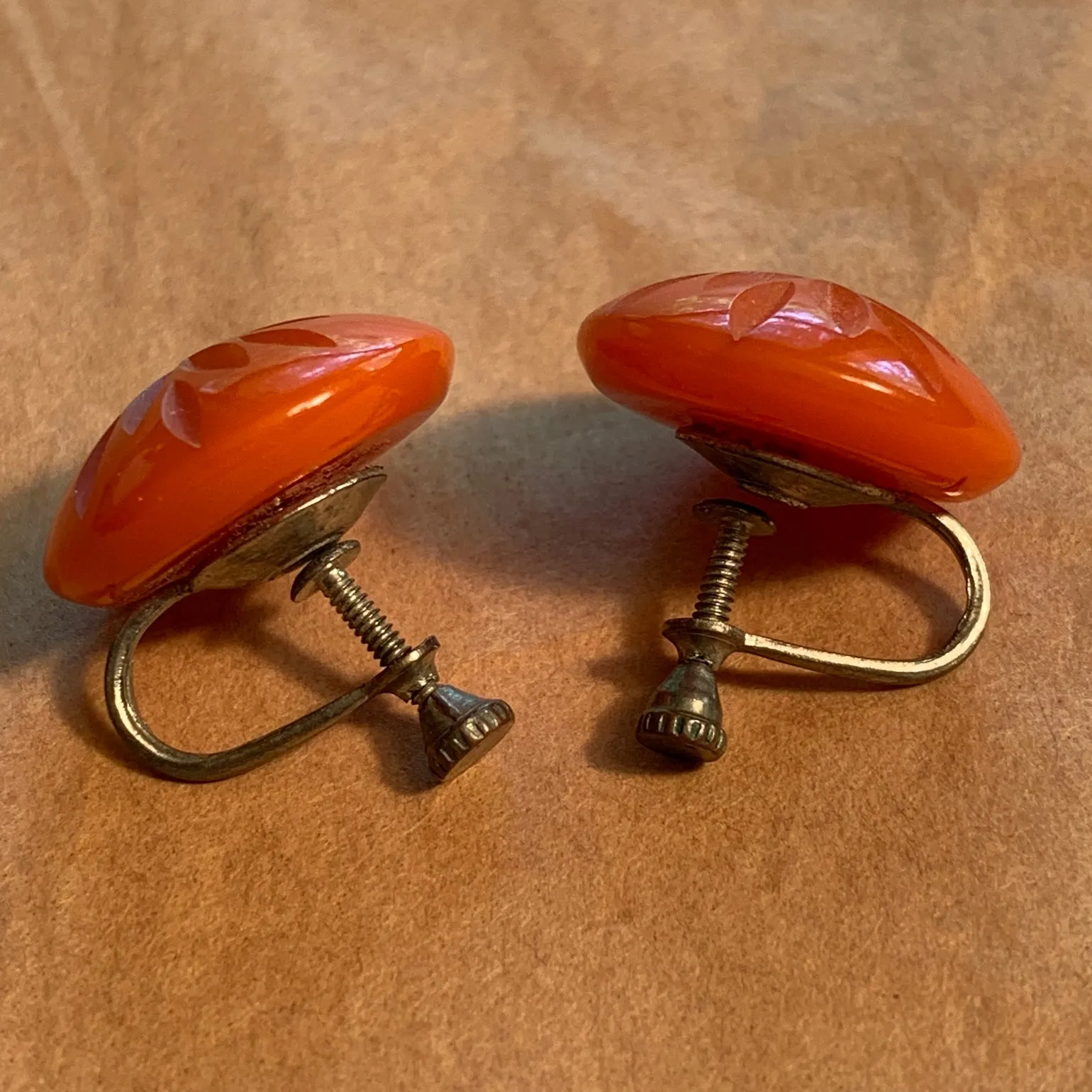 Orange Bakelite Earrings