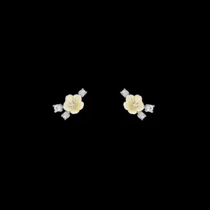 Petite White Floral Studs