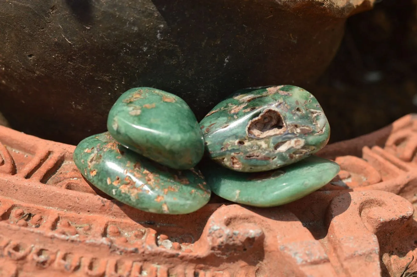 Polished Emerald Mtorolite Galet-Palm Stones x 20 From Mutorashanga, Zimbabwe