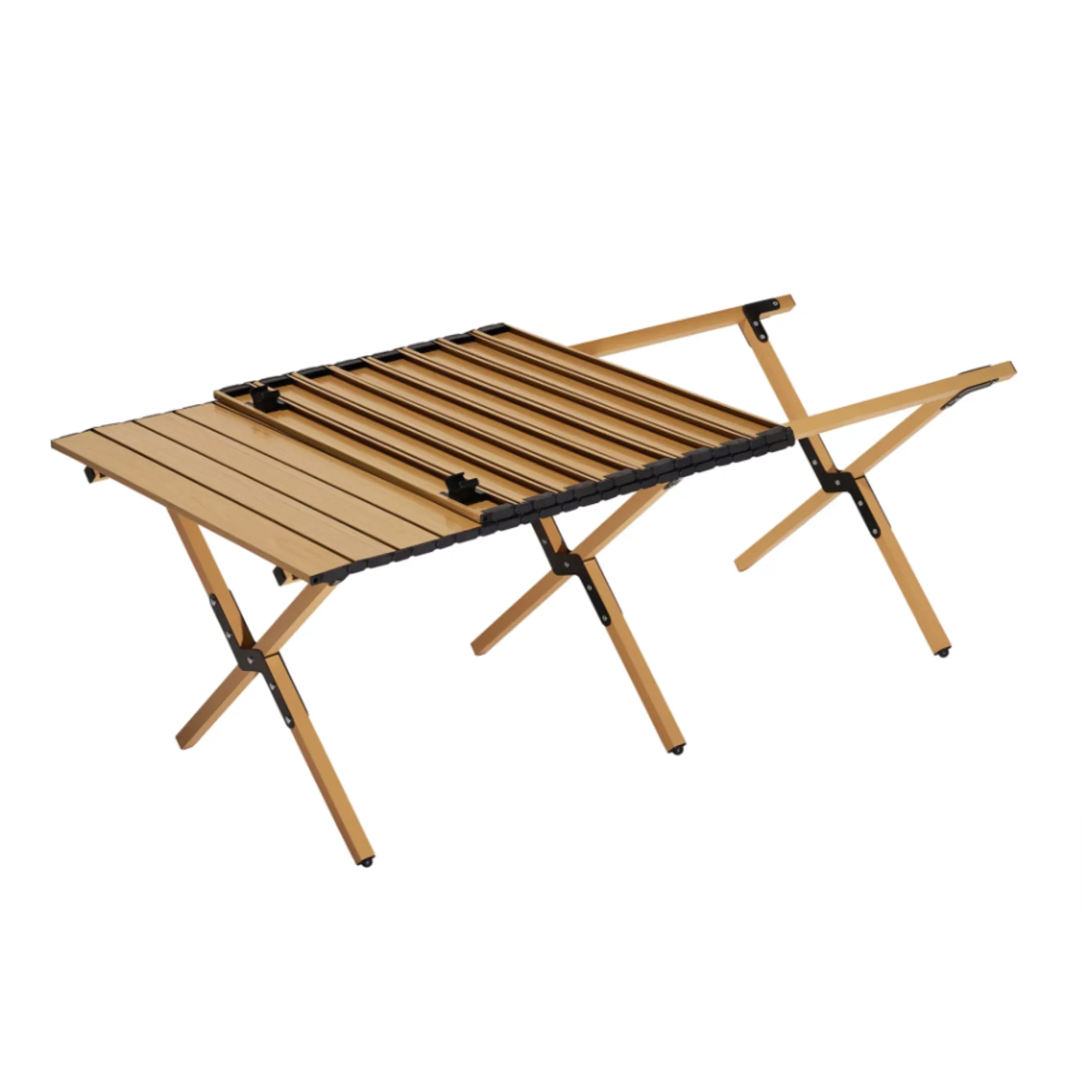 Portable Roll-top Rectangle Camping Folding Table with Carry Bag