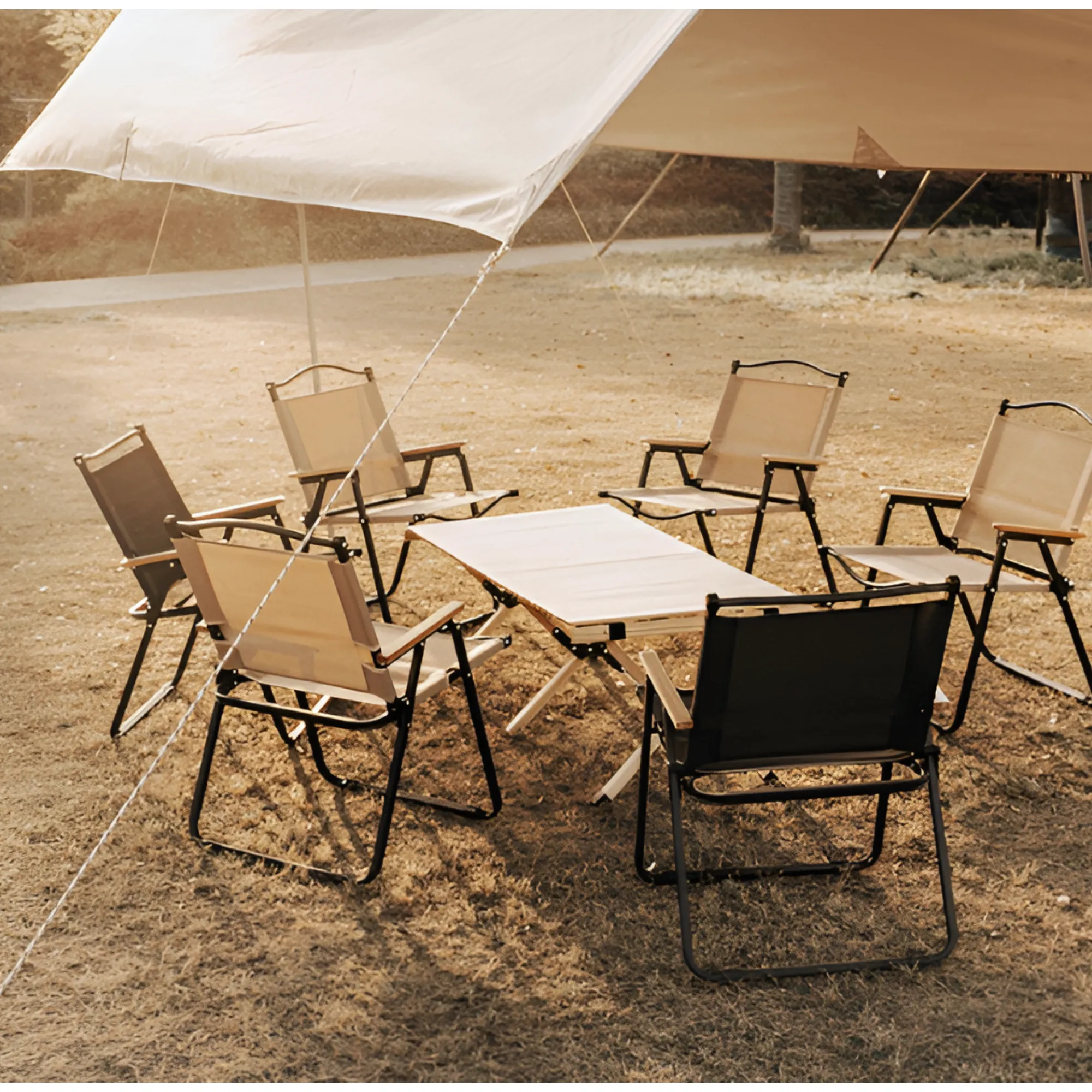 Portable Roll-top Rectangle Camping Folding Table with Carry Bag