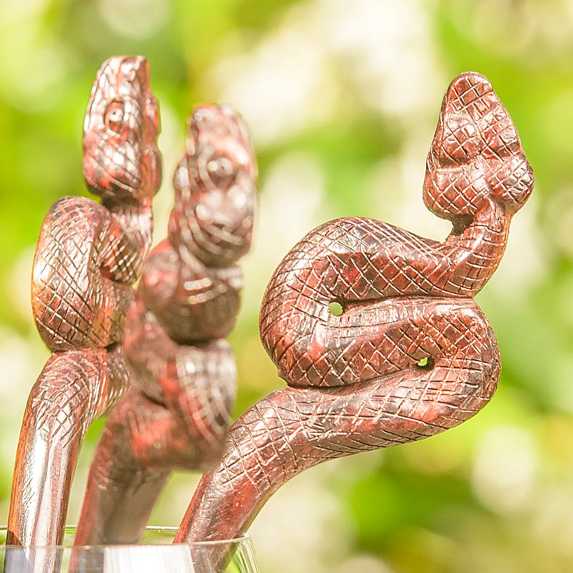 Premium Viper Snake Wooden Single Prong Hair Stick