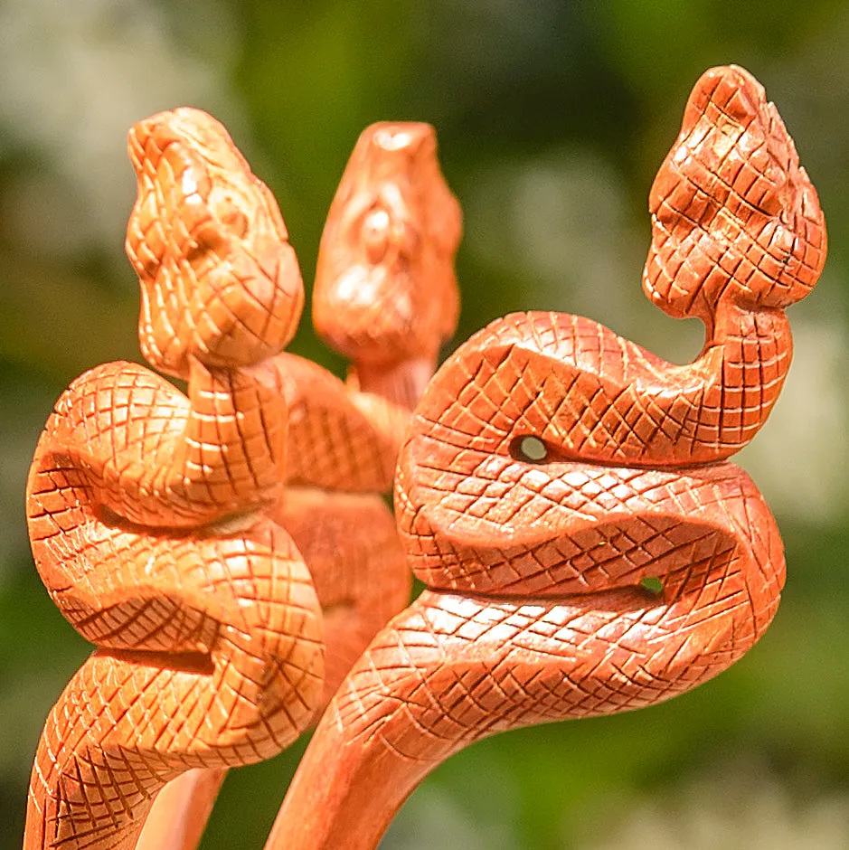 Premium Viper Snake Wooden Single Prong Hair Stick