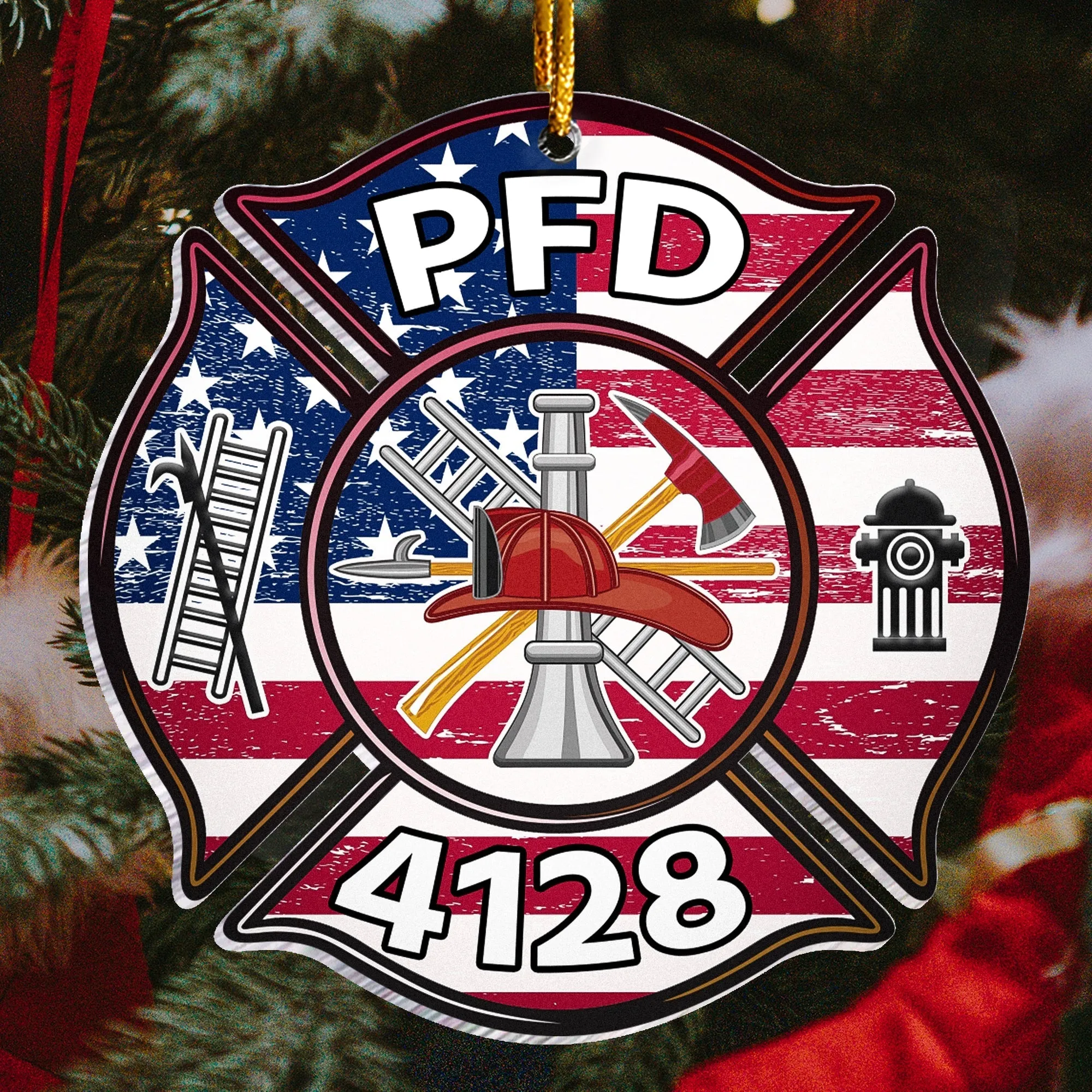 Proud Firefighter - Personalized Firefighter Shaped Acrylic Ornament ORN0810