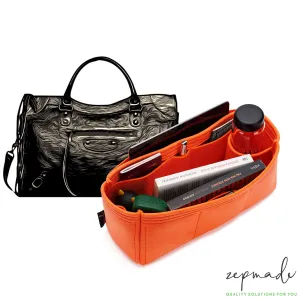 Purse Organizer Insert for Balenciaga Classic City Medium, Bag Organizer with Single Bottle and Pen Holders