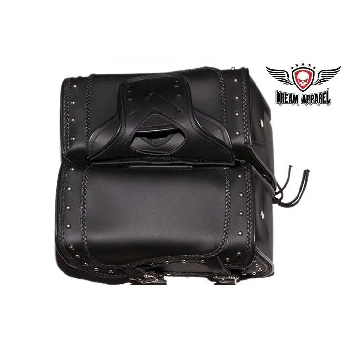 PVC Motorcycle Saddlebag With Braid & Studs