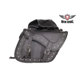 PVC Motorcycle Saddlebag With Braid & Studs
