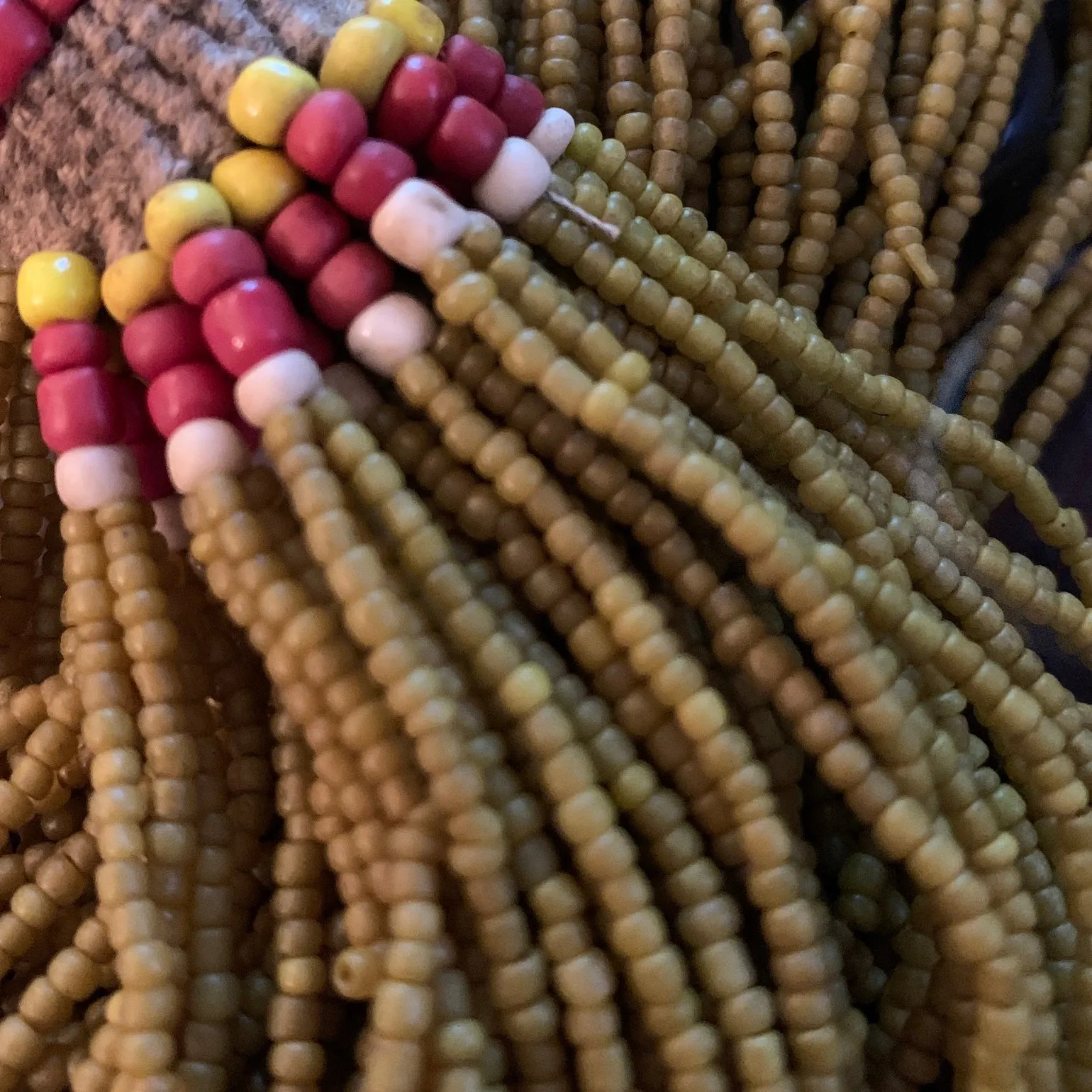 "Greasy" Green Seed Beads, Nagaland