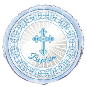 Radiant Cross Blue Baptism Foil Balloon 45cm