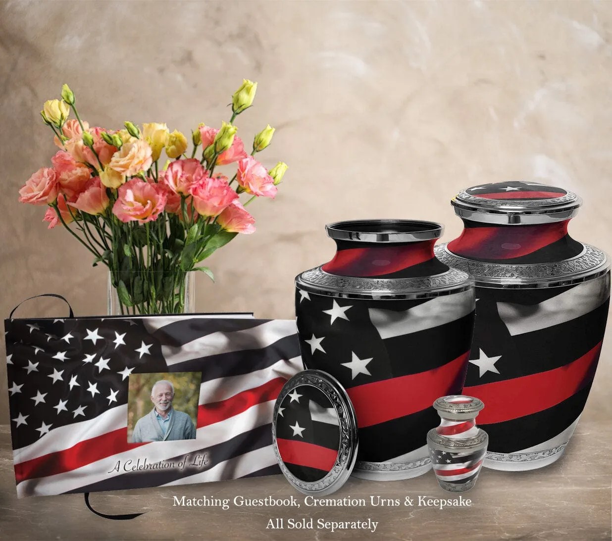 Red Line Firefighter Cremation Urns