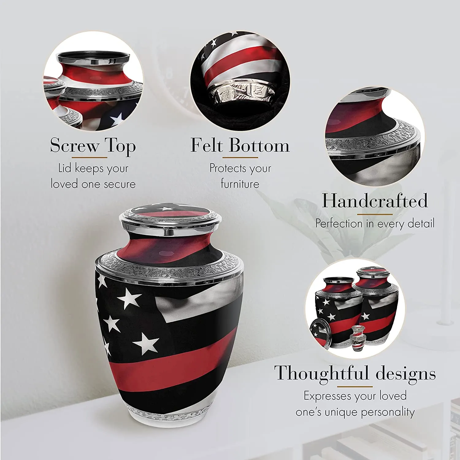 Red Line Firefighter Cremation Urns