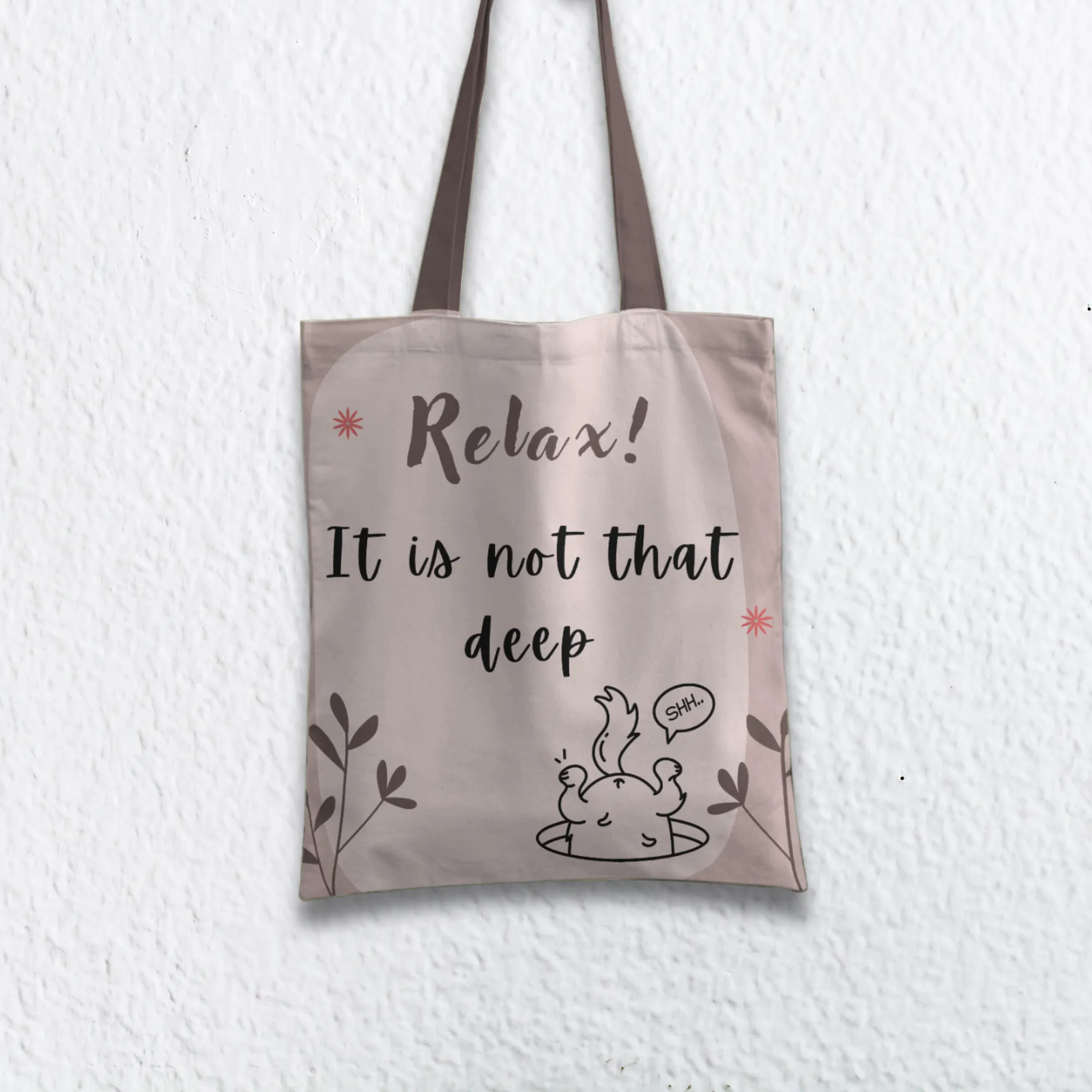 Relax It's not that deep Tote bag with Zipper Brown