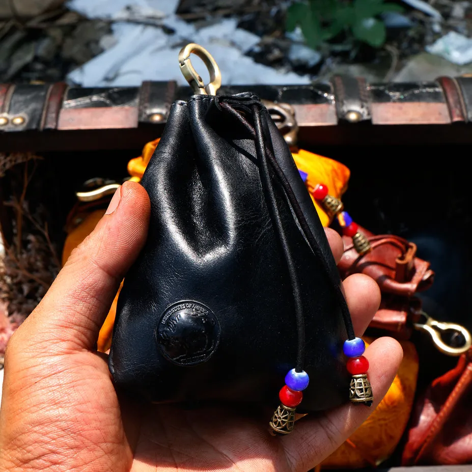 Retro Handmade Leather Coin Bag Storage Bag