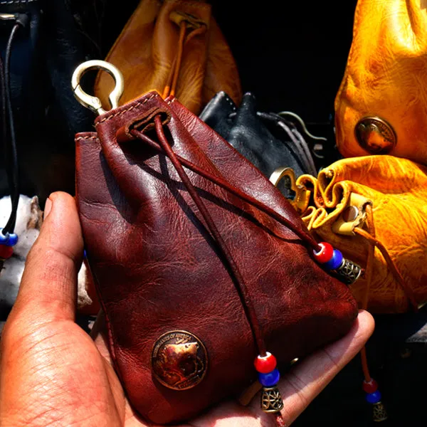 Retro Handmade Leather Coin Bag Storage Bag