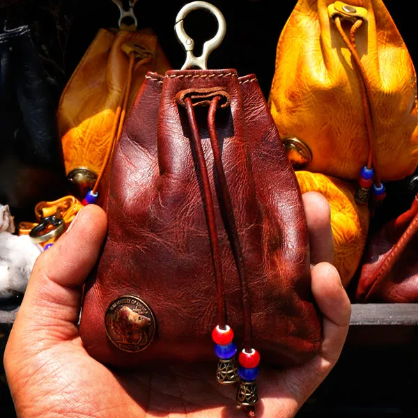 Retro Handmade Leather Coin Bag Storage Bag