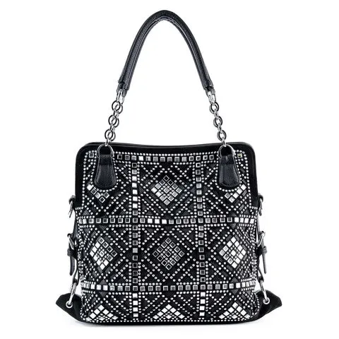 Rhinestone & mirror fashion hand bag