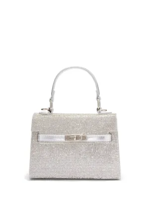 Rhinestone-Studded Top-Handle Mini Bag
