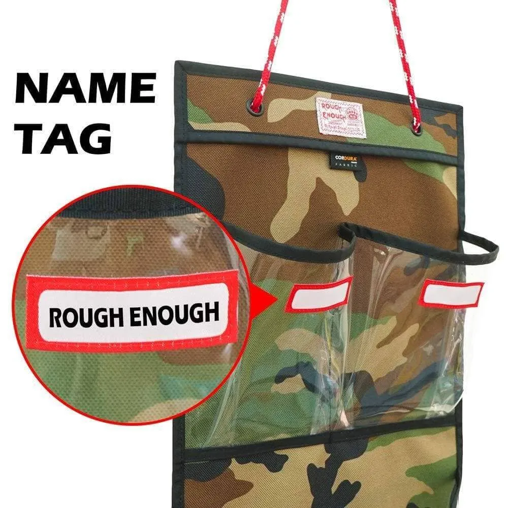 Rough Enough Door Hanging Organizer School Locker Organizer Wall Mount Closet Locker Cabinet Storage Bag Holder with Durable Adjustable String 4 Pockets for Accessories Document Magazine Book Office
