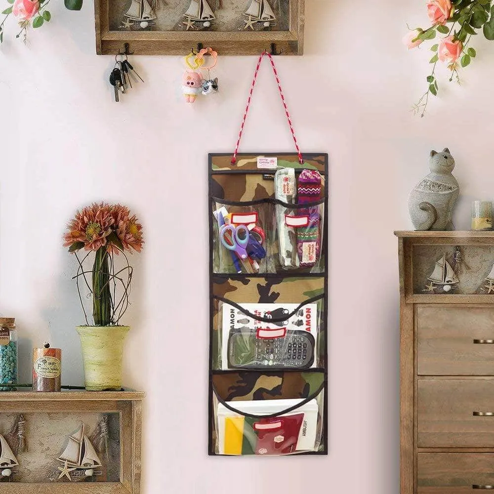 Rough Enough Door Hanging Organizer School Locker Organizer Wall Mount Closet Locker Cabinet Storage Bag Holder with Durable Adjustable String 4 Pockets for Accessories Document Magazine Book Office
