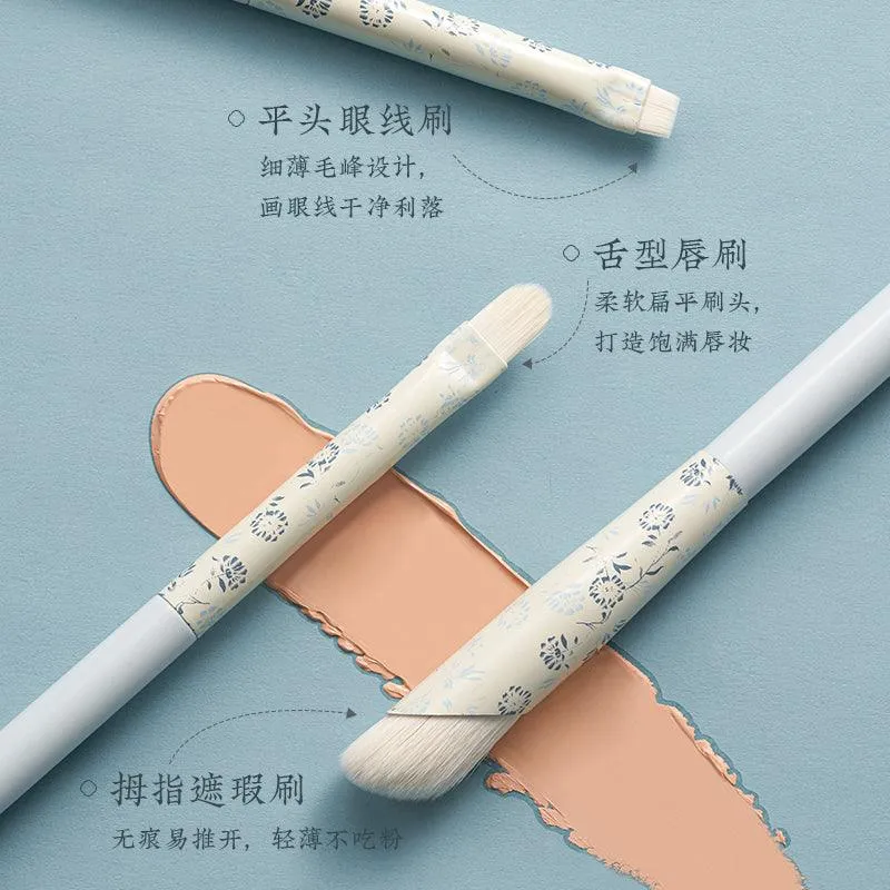 Rownyeon Blue White Porcelain Makeup Brush 12-in-Set RY009