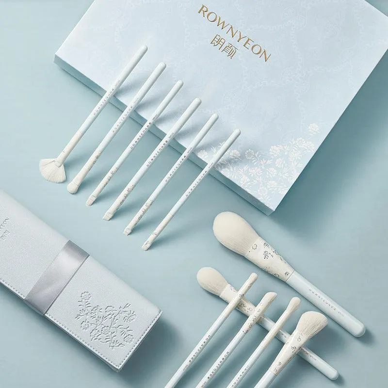 Rownyeon Blue White Porcelain Makeup Brush 12-in-Set RY009