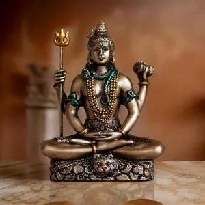 Rudram Lord Shiva Idol Shiv Padmasana Sitting Statue | Gift fItems,Home, Temple Deco'r,Car Dashboard.