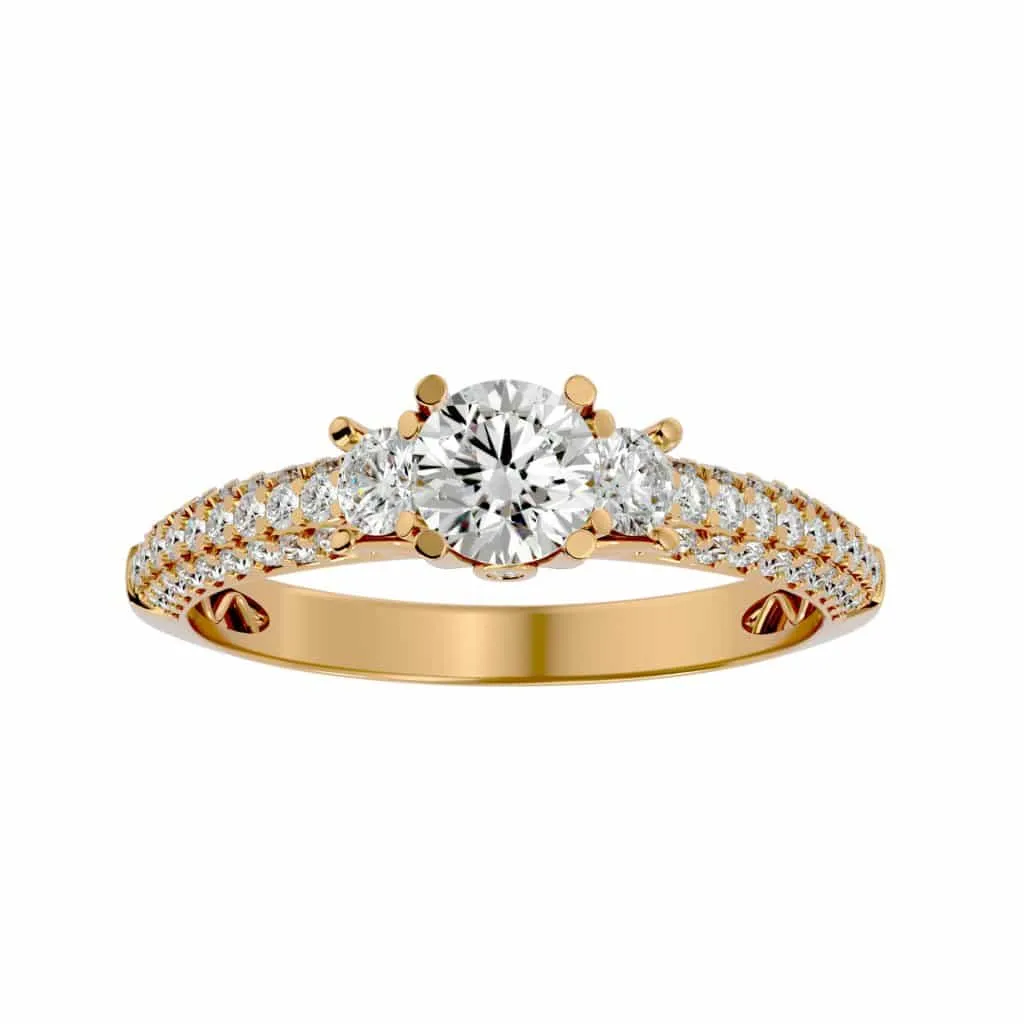 RX Three Stone Engagement Ring Micro-Pave Diamond Setting