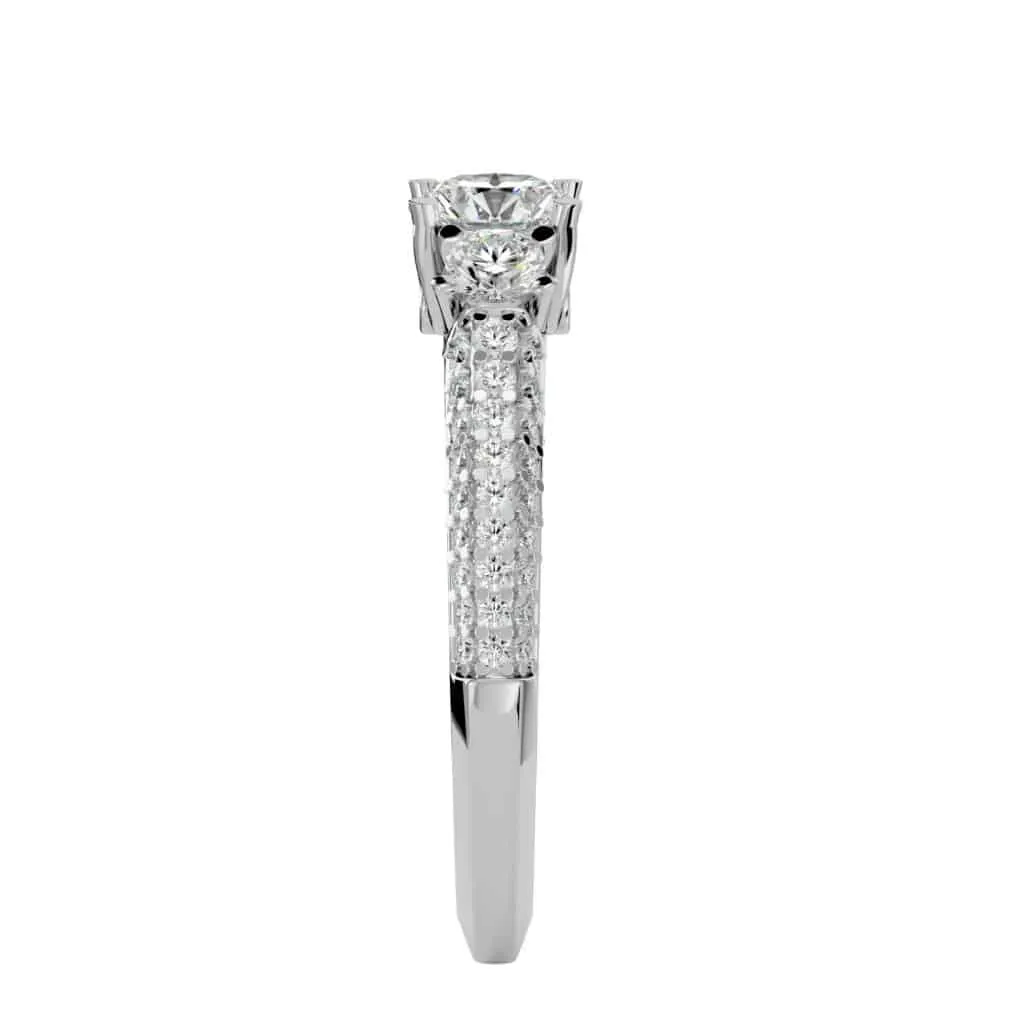 RX Three Stone Engagement Ring Micro-Pave Diamond Setting