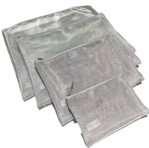 Silver Mesh Carryall Zipper Bags (Set/4)