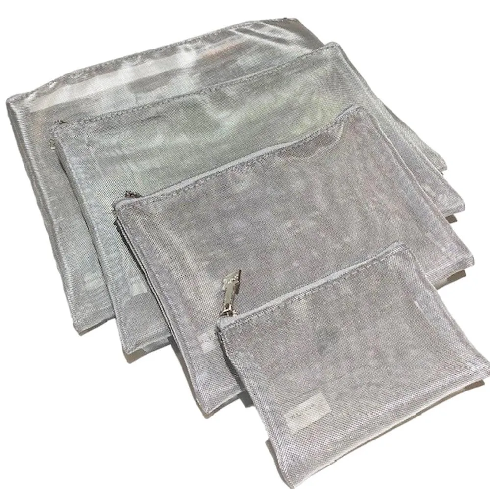 Silver Mesh Carryall Zipper Bags (Set/4)