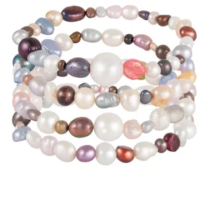 Splendid Pearls Set Of 4 Elastic Bracelets