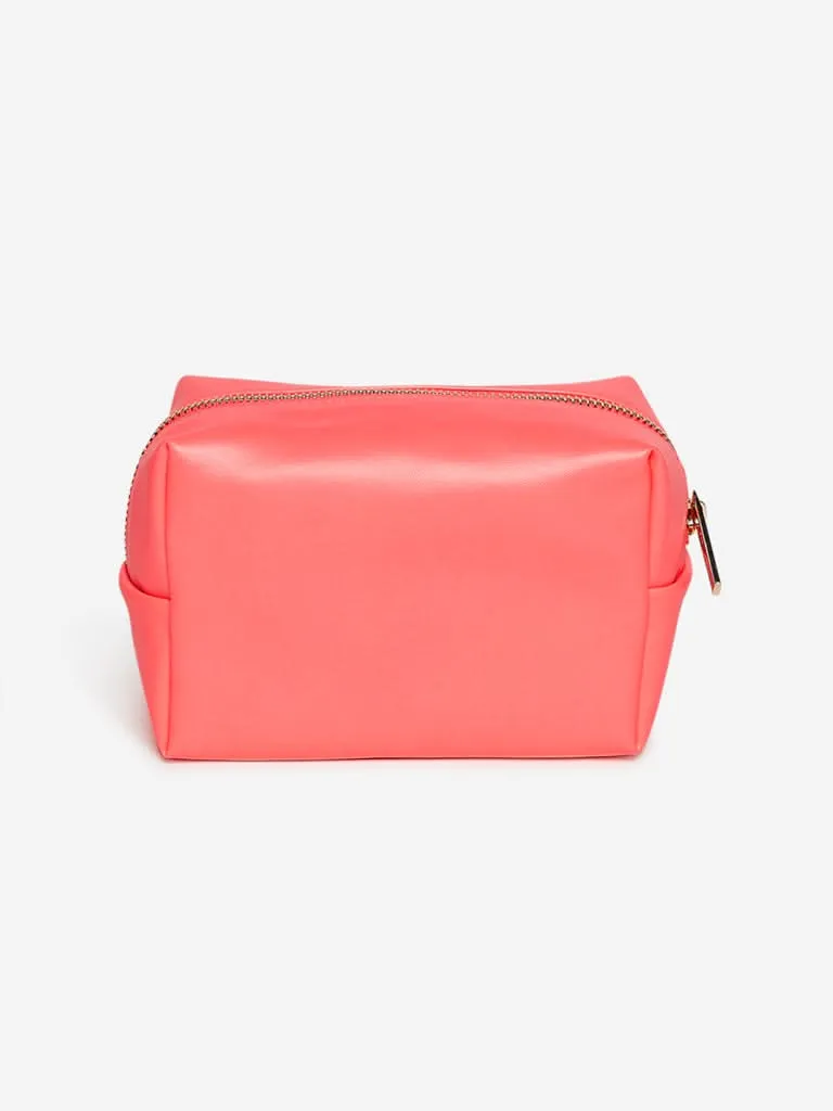 Studiowest Coral Text Printed Makeup Pouch