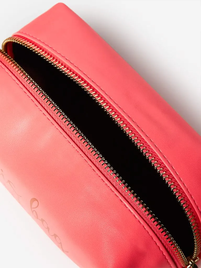 Studiowest Coral Text Printed Makeup Pouch